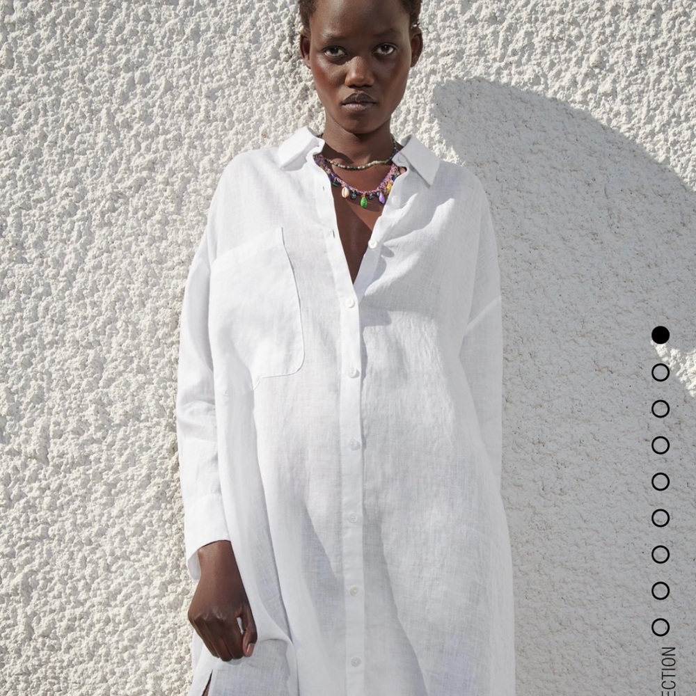 NTW ZARA OVERSIZED LONG LINEN SHIRT